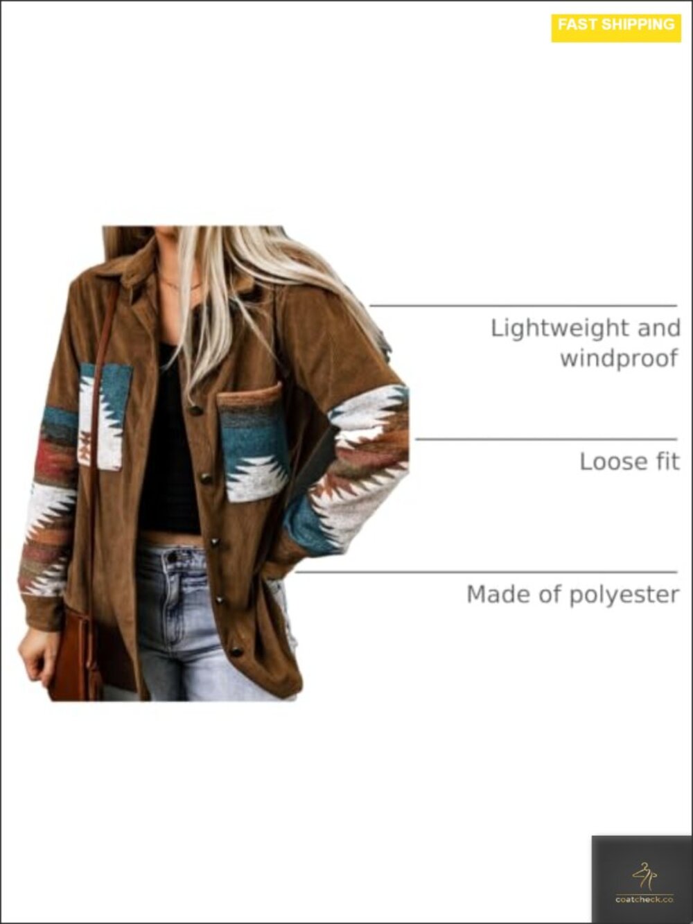 Women's Corduroy Flannel Shirt Shacket Long Sleeve Button Down with Pockets - Picture 3 of 5
